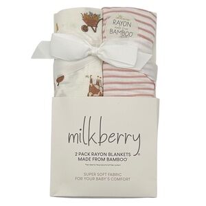 Milkberry Soft Rayon Baby Blankets 2-Pack | Cozy‎ Newborn & Infant Bedding Gift